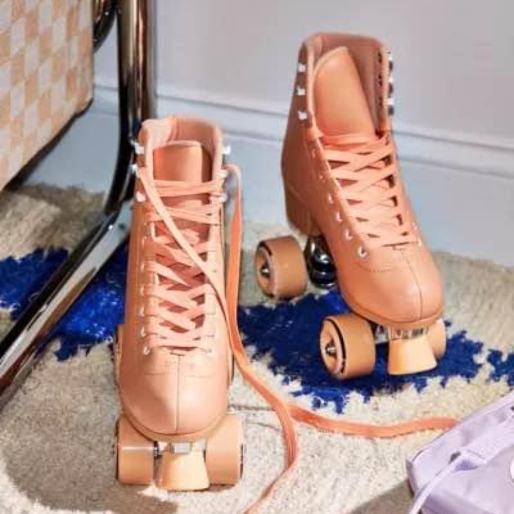 Urban Outfitters Peach Leather Roller Skate Boots